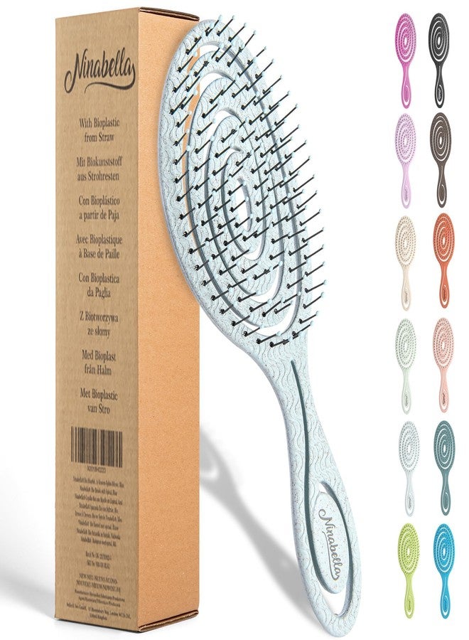 Ninabella Detangle Hair Brush for Women & Men - Does not Pull - Straightening Brushes for Straight & Curly Hair - Unique Spiral Detangling Hairbrush - Blue - Image 1